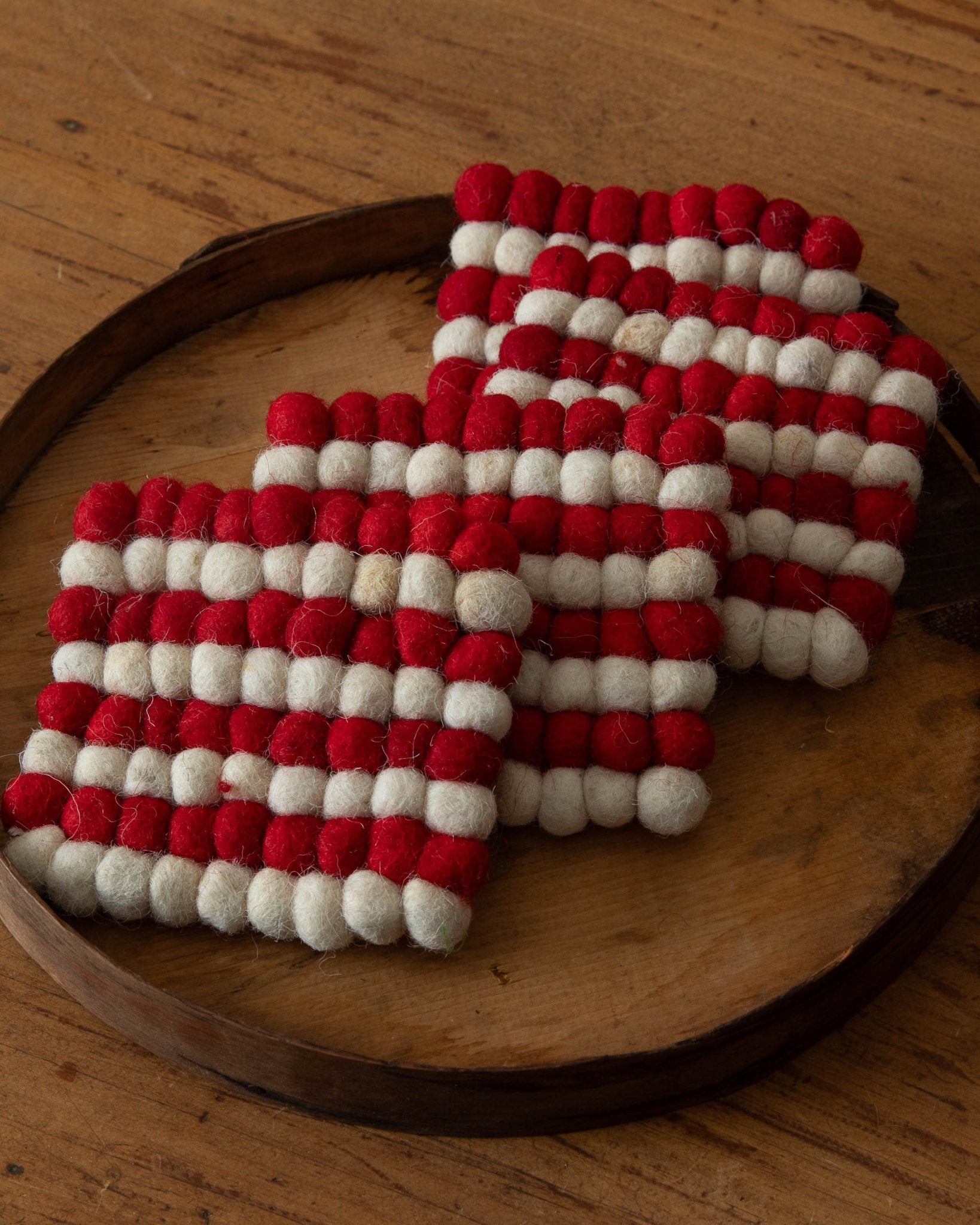 Handmade Wool Felt Ball Coasters