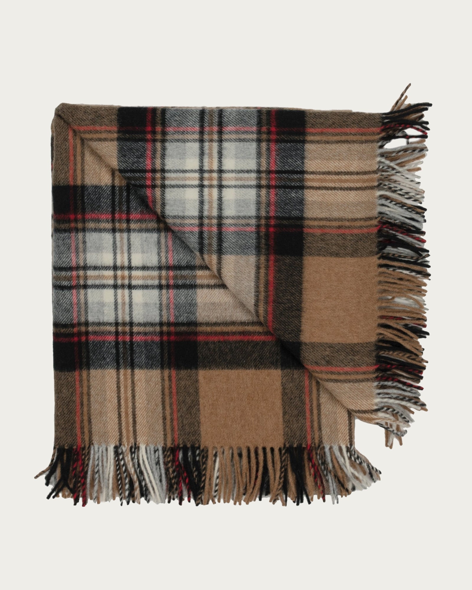Highland Tartan Plaid Merino Wool Throw in Molasses