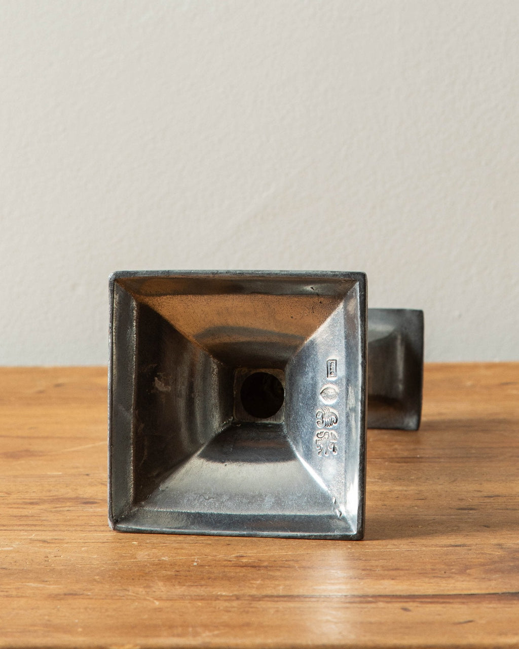 Squared Base Pewter Taper Holder